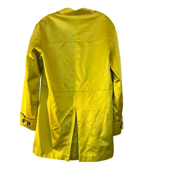 CHICOS 100% Silk Woman’s Jacket Coat Button Front Chartreuse Classic FLAW - Picture 2 of 13